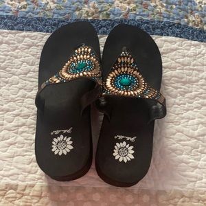 Yellow Box wedge sandals